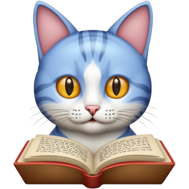 Cat reading book emoji