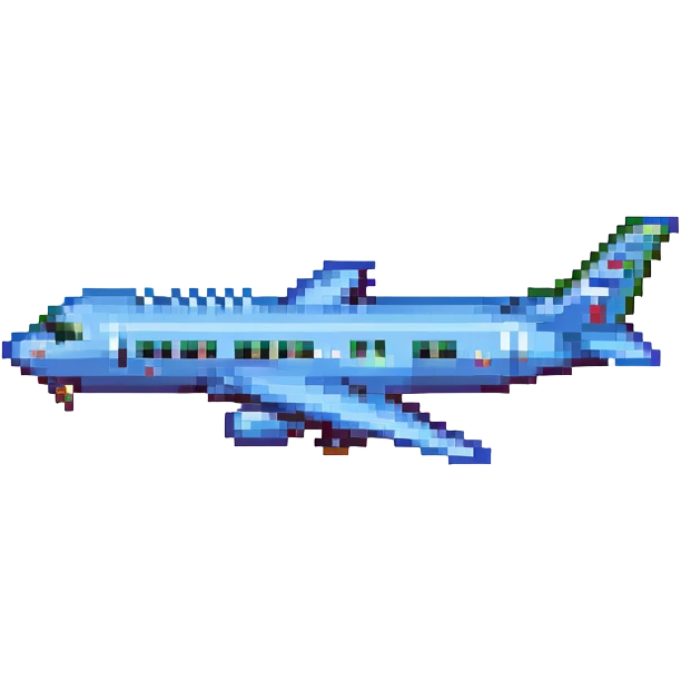 an airplane taking off, pixel art style emoji