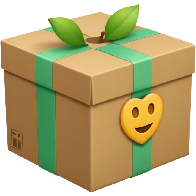 apple style emoji of a shipping box inspired by the reference photo, light green, cube-shaped, with subtle tape texture emoji