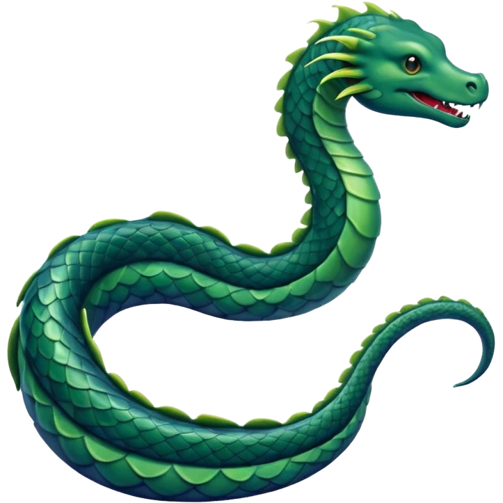 Sea Serpent – Long green snake-like monster rising from water emoji