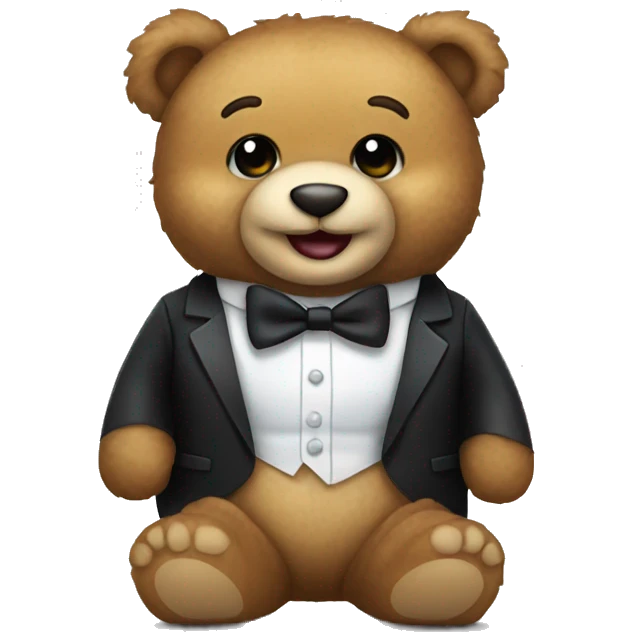 teddy bear wearing a tuxedo and smiling emoji