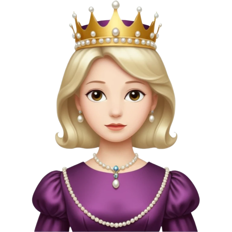 A refined Victorian queen with pearl crown, elegant gown, and composed regal posture.
 emoji