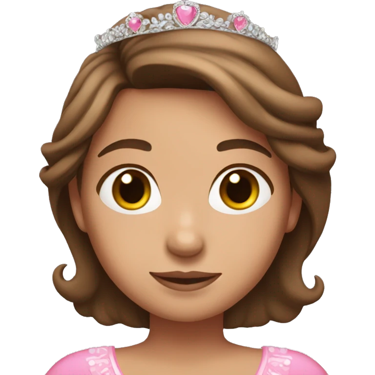 brown hair girl with a pink tiara and pink dress emoji