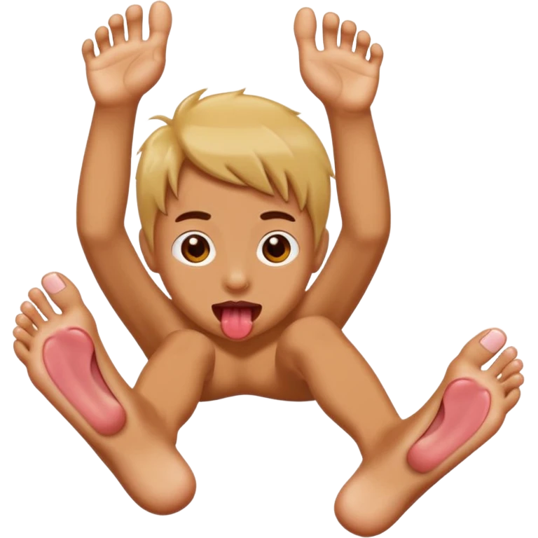 Make an emoji with freaky expression, longue out, bare feet up emoji