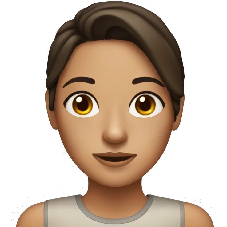 brunette girl with freckles and hazel eyes emoji