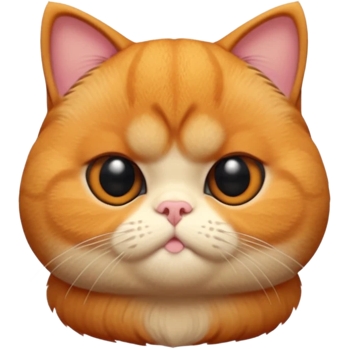 A 3D cartoon orange-ginger Exotic Shorthair cat with flat face, expressive eyes, soft fur sheen, cinematic Memoji rendering. emoji