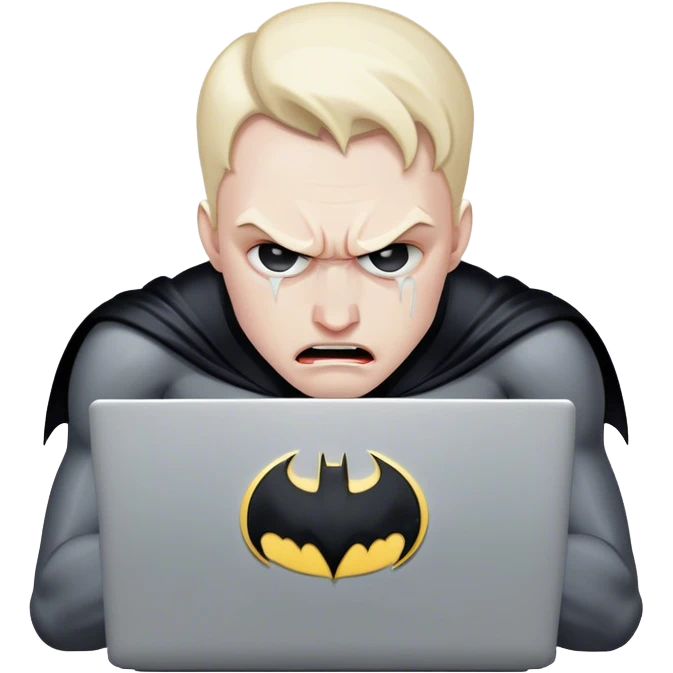 Batman crying behind laptop  emoji