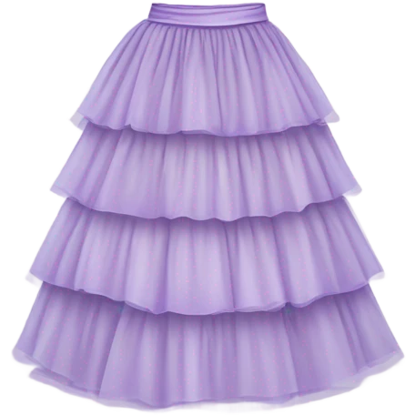 Long lilac tiered tulle skirt, isolated emoji