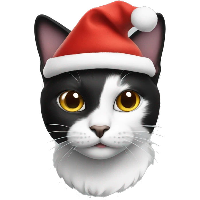 Black and white cat in a Christmas hat  emoji