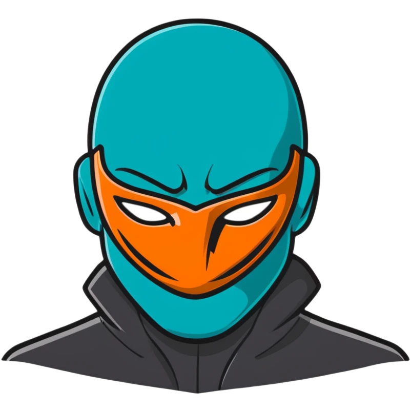 evil burglar with teal and orange face mask emoji