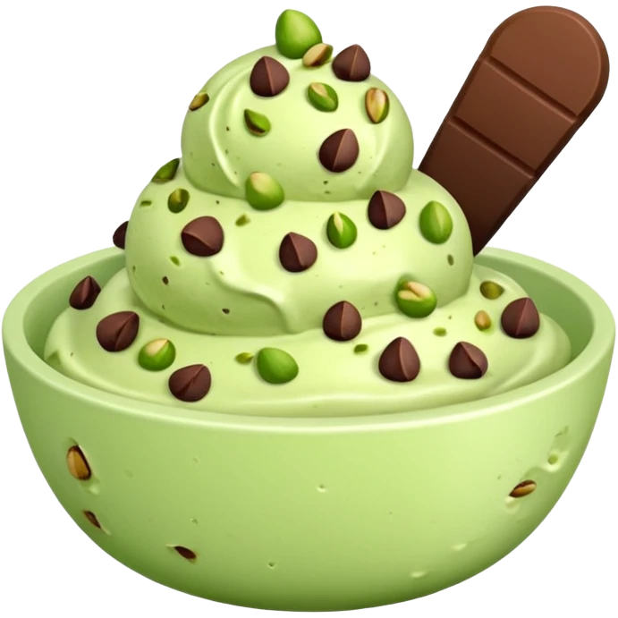 I want a emoji of pistachio ice cream with pistachio on top and some chocolate chips , make sure it’s in a bowl and aesthetic emoji