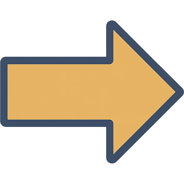 gold arrow pointing East, flat style emoji