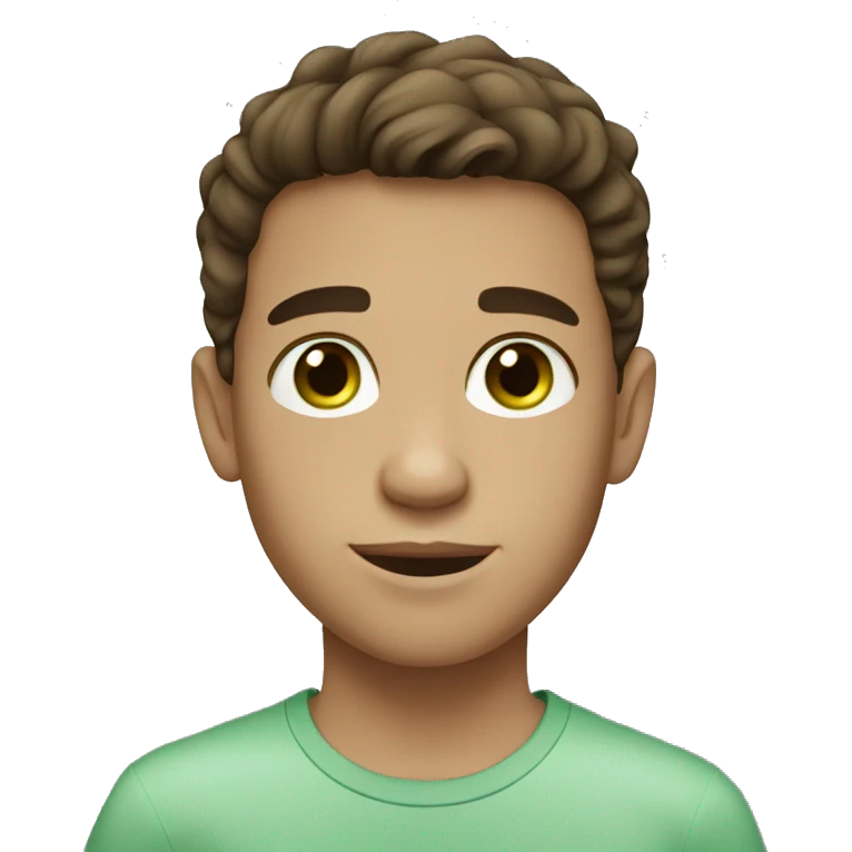 Boy with brown hair, light skin with freckles and green eyes. emoji