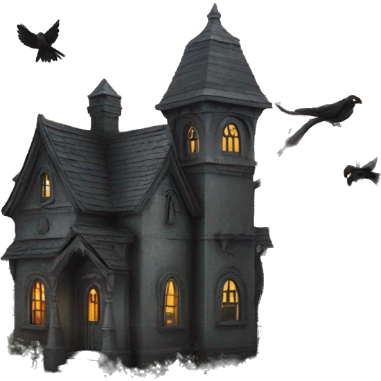 Haunting graveyard field PreVictorian mansion birdhouse  emoji