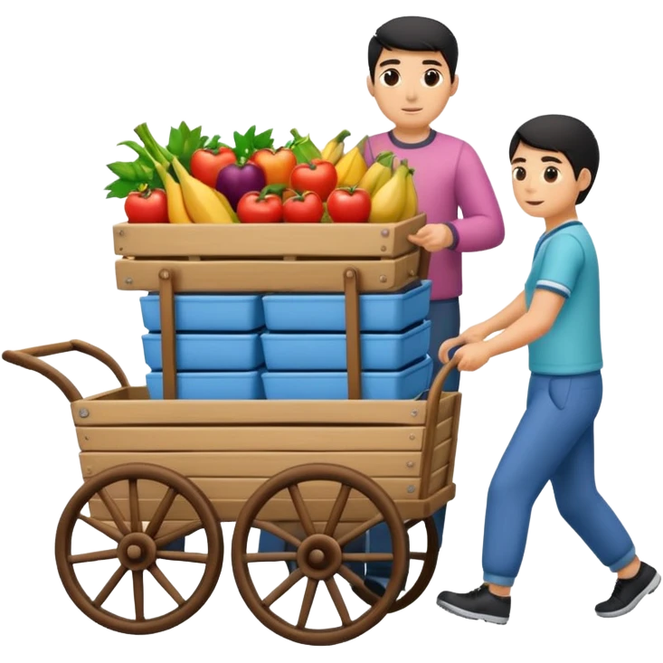 aka uka ichimlik ortilgan aravani olib qochishyapti orqa tarafdan rakurs yuzi ko'rinmasin emoji