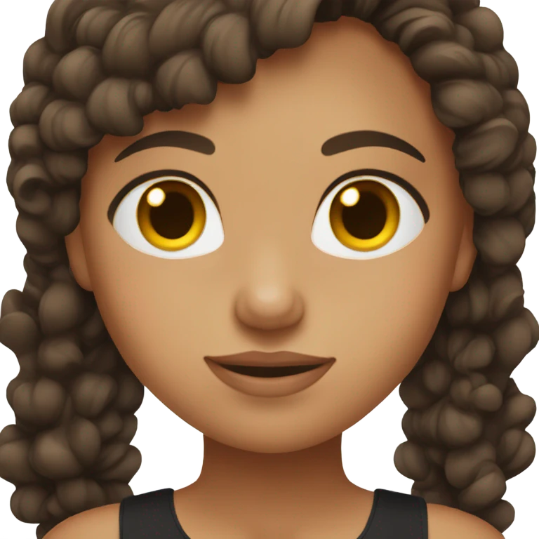 Beautiful fit girl ,brown hair and eyes with black dress  emoji