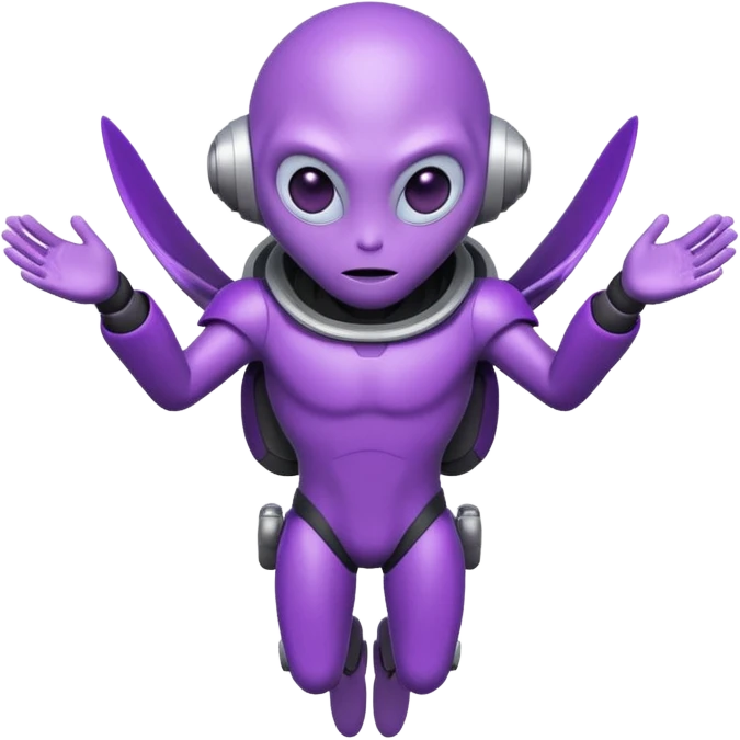 Purple alien floating with jetpack emoji
