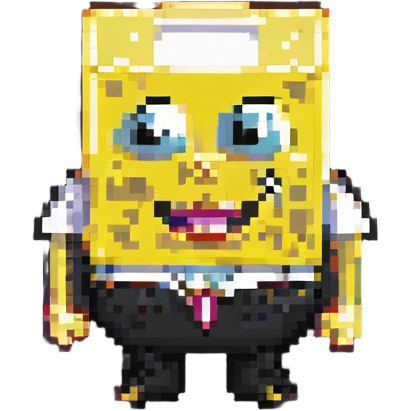 Spongebob Squarepants pixel art style, blocky and retro, vibrant yellow, simple background emoji