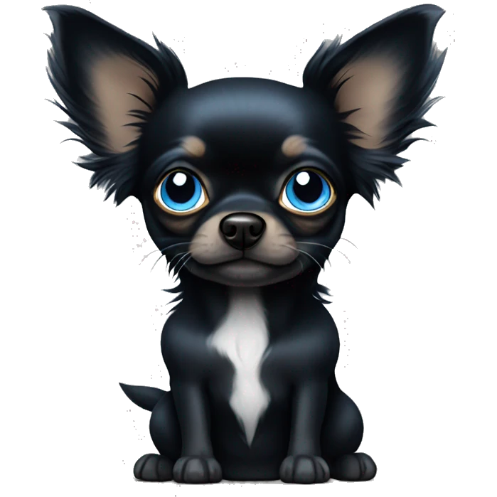 All black long hair chihuahua with blue eyes emoji
