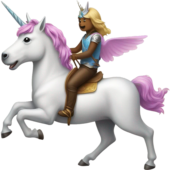 a dog riding a unicorn emoji