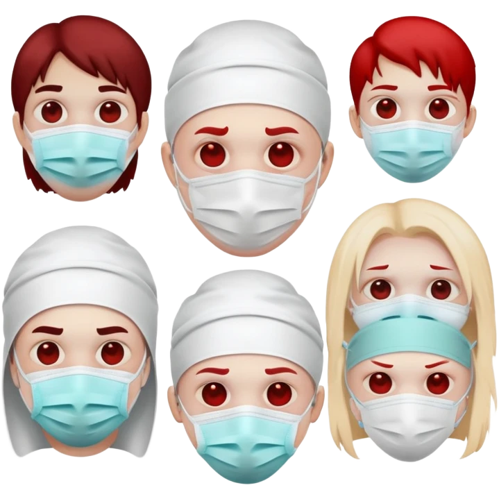 goregrind themed emoji, grotesque and gory elements, medical masks emoji