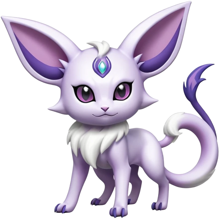 Shiny Exotic Espeon-Absol-Pokémon-Fakémon-hybrid-creature (full body) emoji