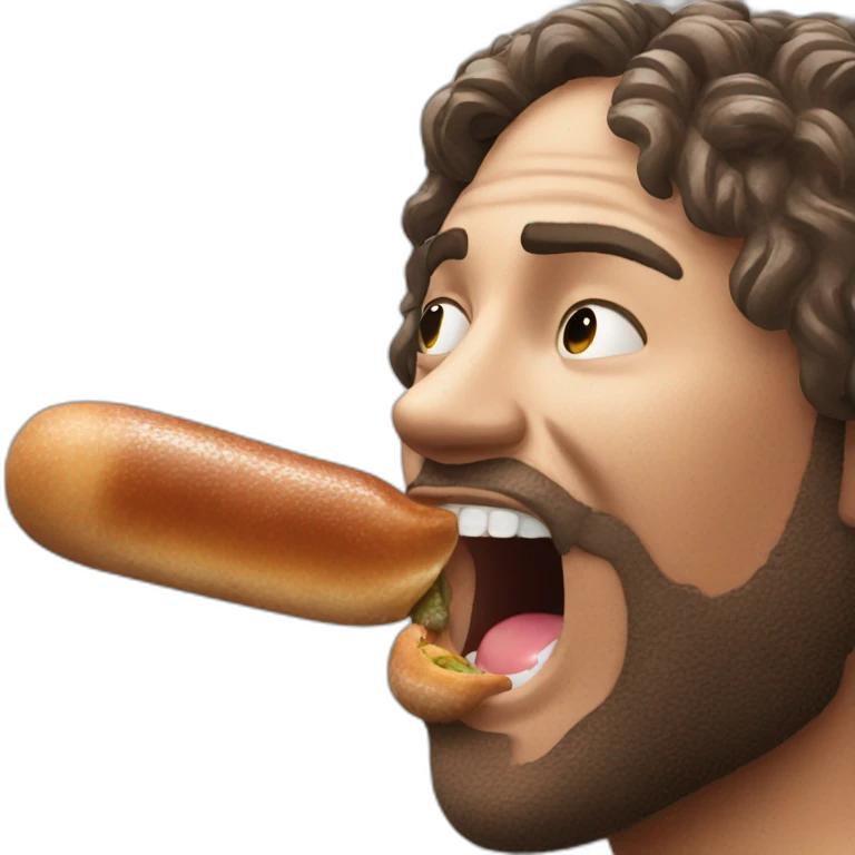 Having a sausssage in mouth emoji