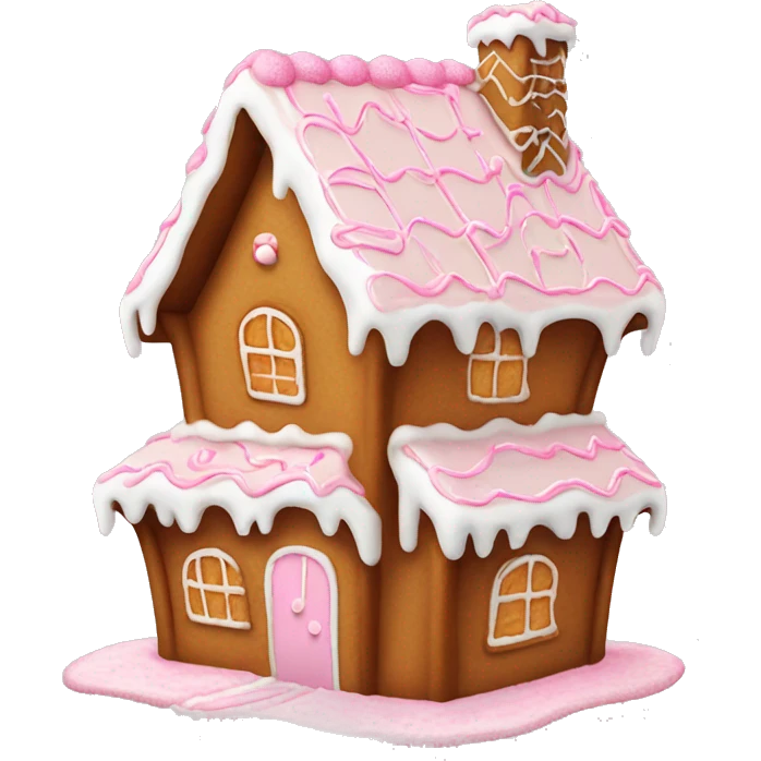 Gingerbread house with light pink frosting emoji