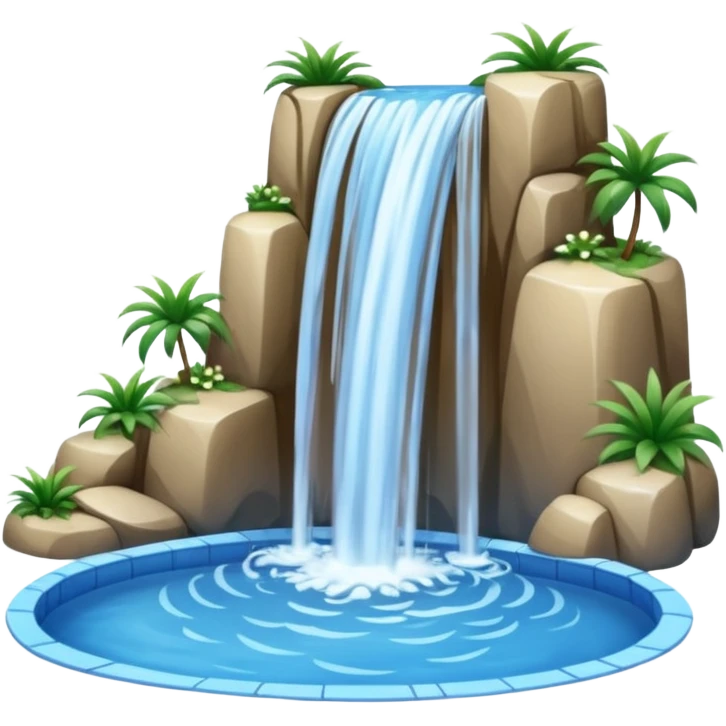 Tall stream of water cascading into a pool. emoji