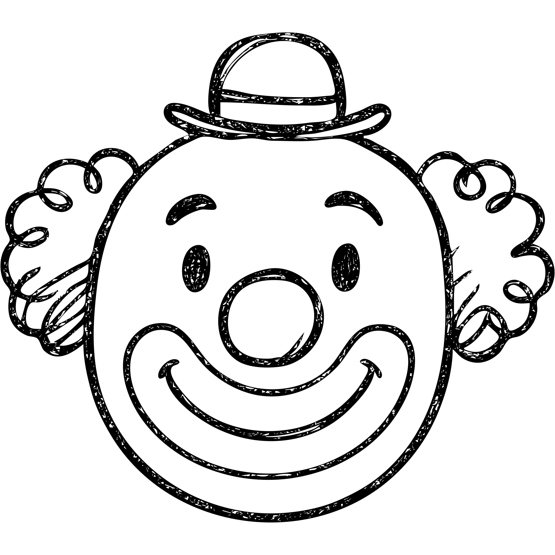 hand-drawn outlined clown face icon emoji