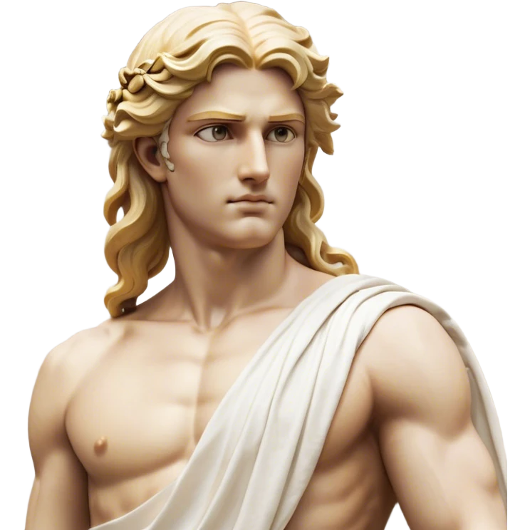 Cinematic Realistic Thor Portrait, depicted as a classical Greek god with a chiseled, sculpted physique reminiscent of ancient marble statues. His fair, luminous skin carries a subtle golden sheen, and his long, wavy, sun-kissed golden hair flows elegantly around his noble face, accentuating his determined, piercing eyes. Draped in a flowing white toga with delicate golden accents and hints of lightning motifs, the portrait is rendered in dynamic natural lighting with a radiant, mythic glow that exudes timeless strength and divine grace. emoji