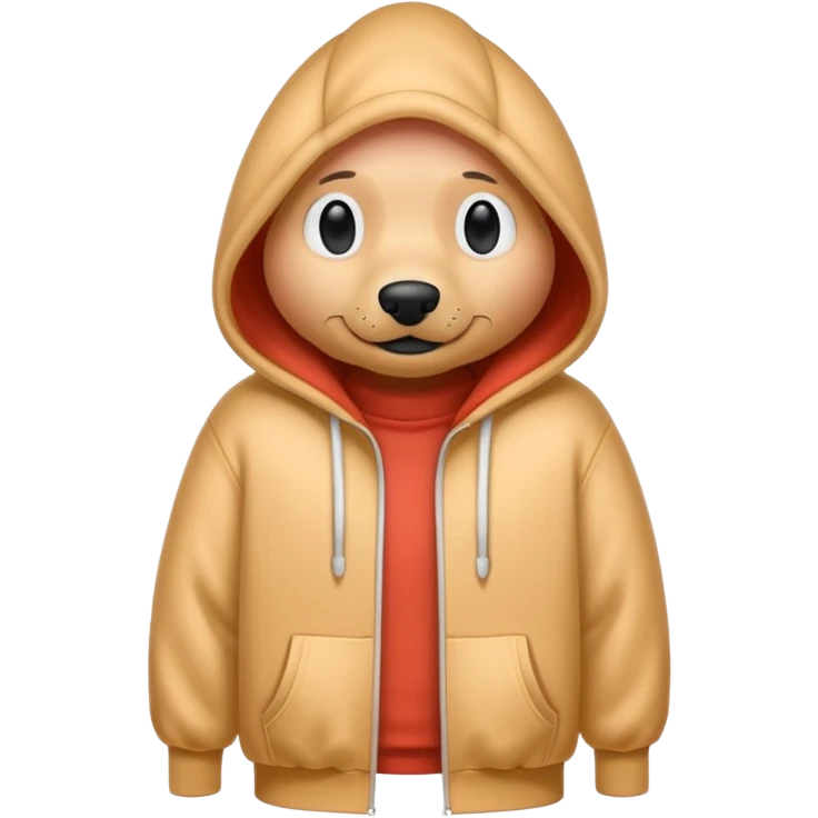 Make a hotdog w a skin color hoodie all over him but his head emoji