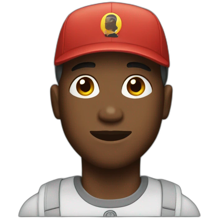 black man with cap and his hair buzz cut emoji