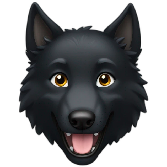 Happy black wolf emoji