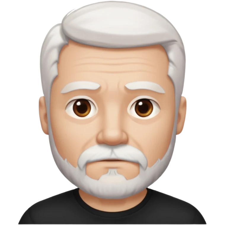 White haired muscled adult man with a black t-shirt. He has white beard with a short goatee. Dark brown eyes and some wrinkles. emoji