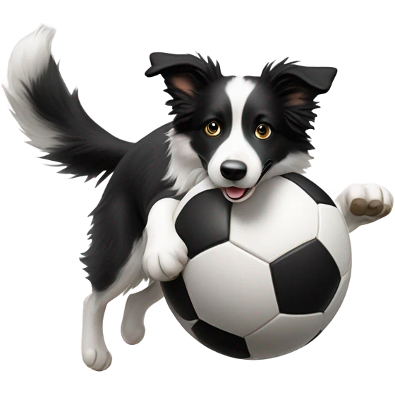 border collie with soccer ball emoji