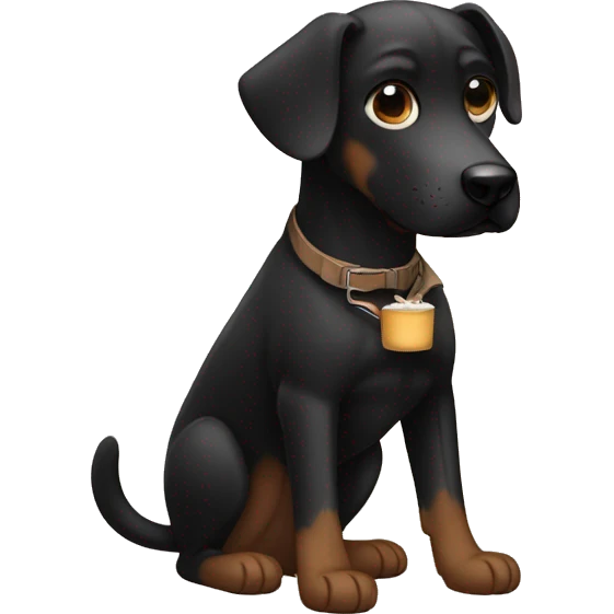 Perro negro y cafe emoji
