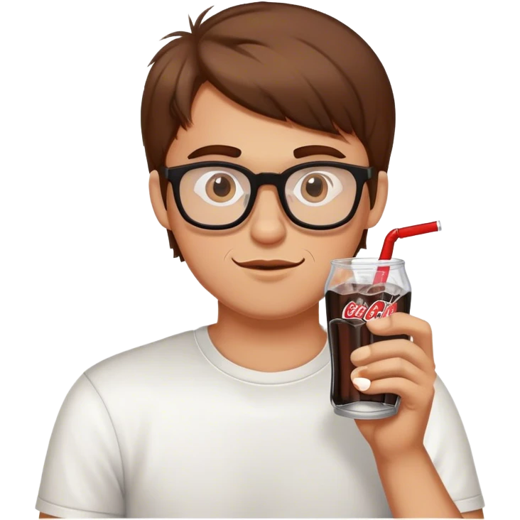 Brown haired guy with glasses drinking Diet Coke  emoji