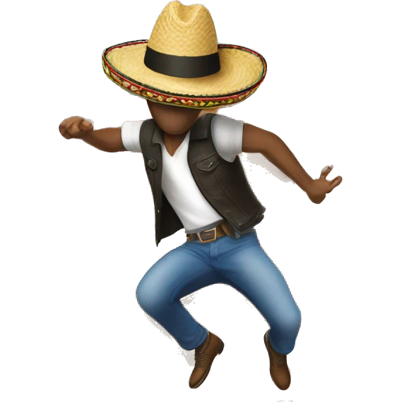 guy with sombrero jumping over wall emoji