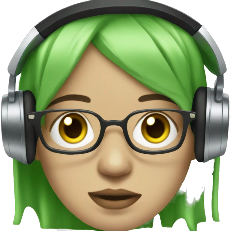 billie elish with glasses and headphones green hair  emoji