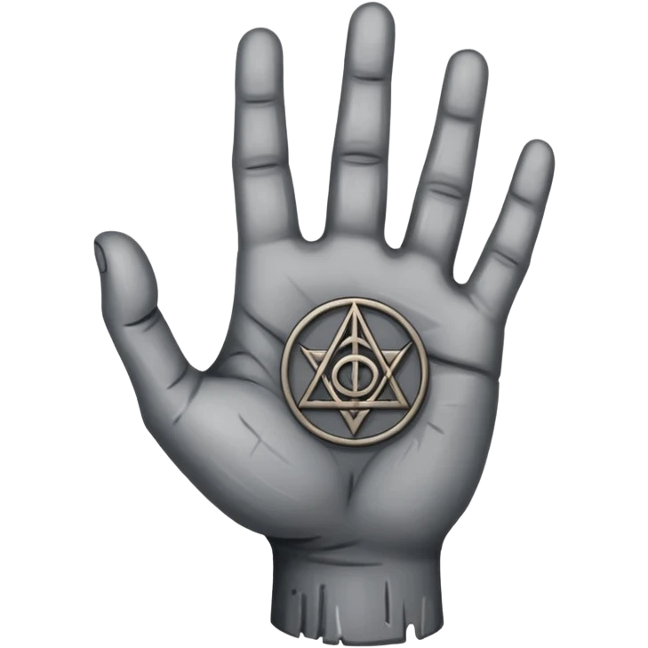 grey hand with an occult symbol on the palm emoji