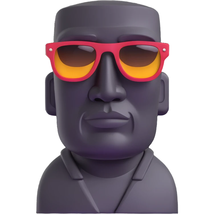 moai statue emoji wearing cool sunglasses, iconic moai face with stylish shades emoji