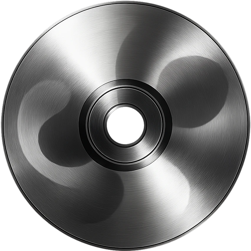 A minimalist CD disc with abstract pattern, glowing effect, purple color emoji