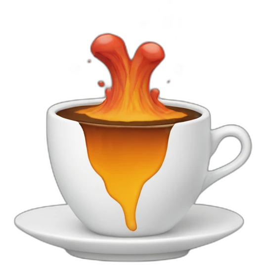 coffee cup erupting like a volcano emoji
