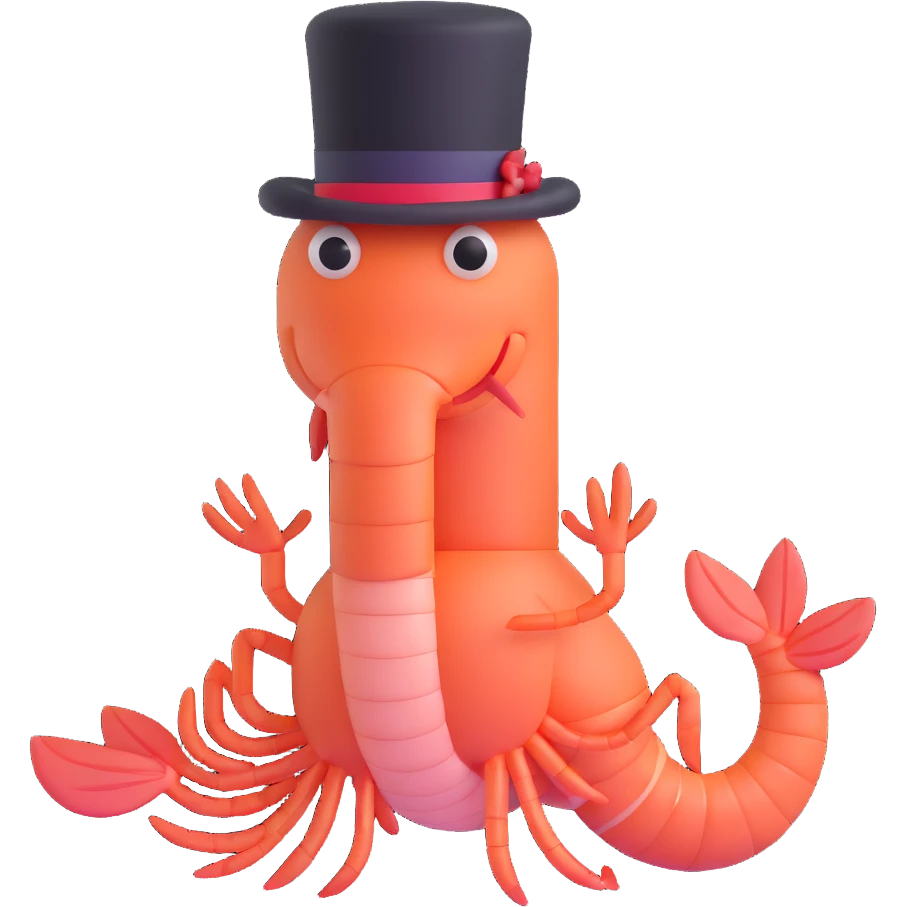 shrimp wearing a top hat emoji