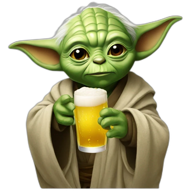 Yoda drink the beer emoji