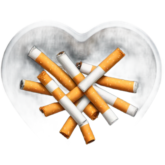 Heart shaped ash tray with cigarettes emoji