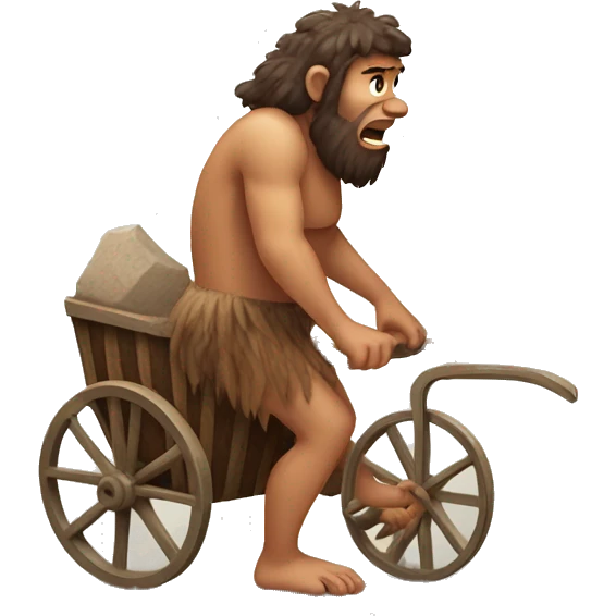 caveman pulling cart on his back emoji