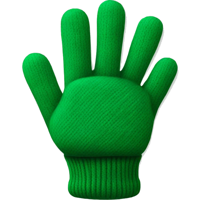 Green woolen gloved hand emoji