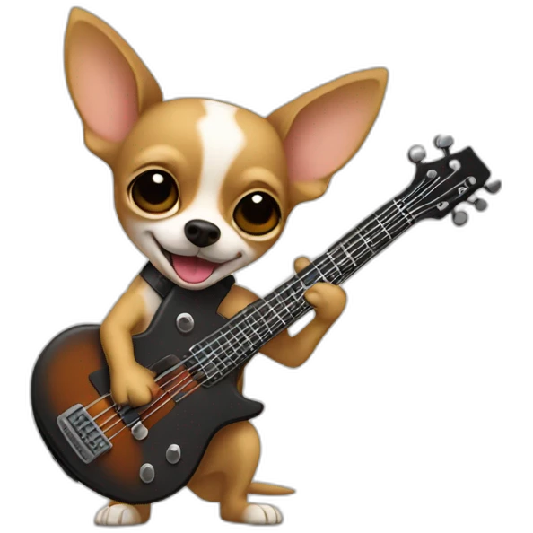 Chihuahua playing basse guitar emoji